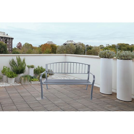 Garden Bench with Backrest for Terrace Balcony Metal Frame Graphite