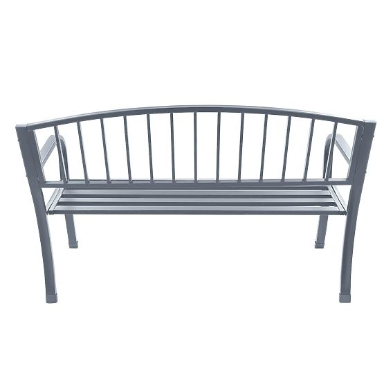 Garden Bench with Backrest for Terrace Balcony Metal Frame Graphite