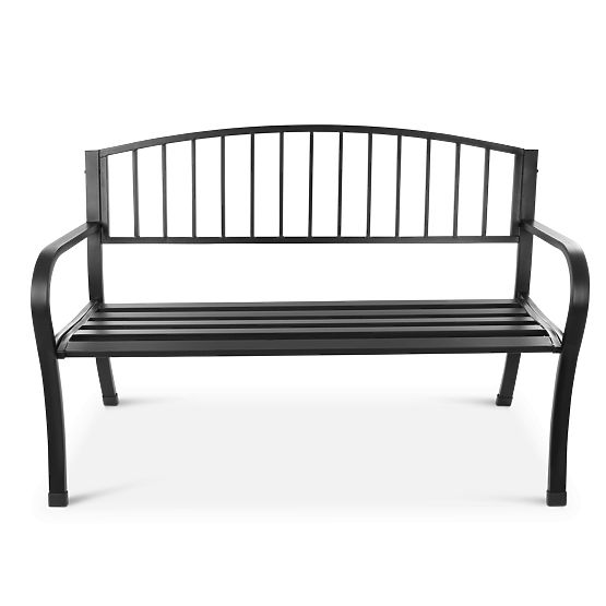 Garden Bench with Backrest Park Style for Terrace Balcony Metal Frame