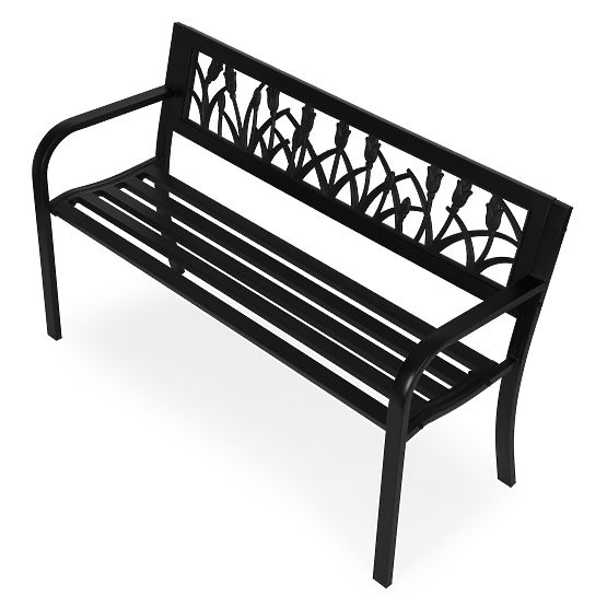 Garden Bench with Decorative Backrest 120x50 cm Metal Park Black MultiGarden