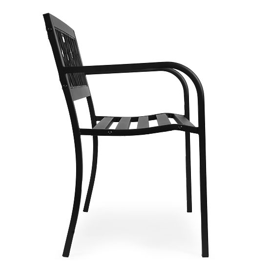 Garden Bench with Decorative Backrest 120x50 cm Metal Park Black MultiGarden