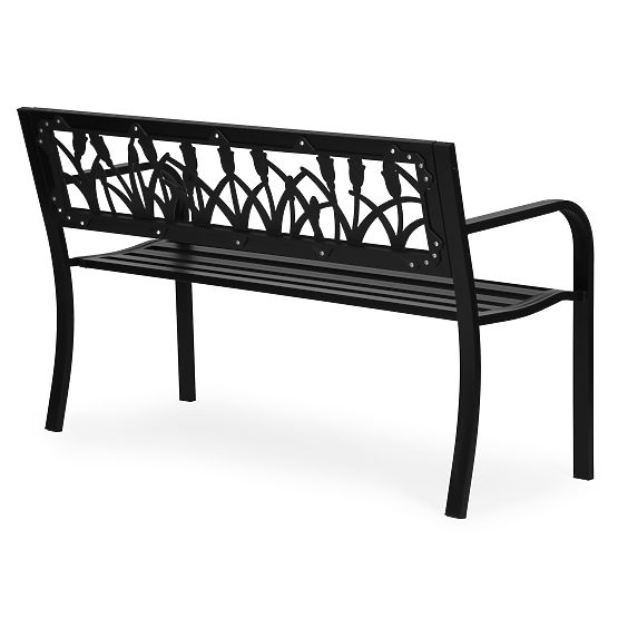 Garden Bench with Decorative Backrest 120x50 cm Metal Park Black MultiGarden