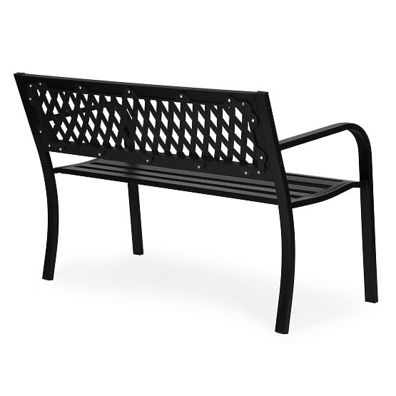 Garden Bench with Lattice Backrest 120x50 cm Metal Park Black MultiGarden