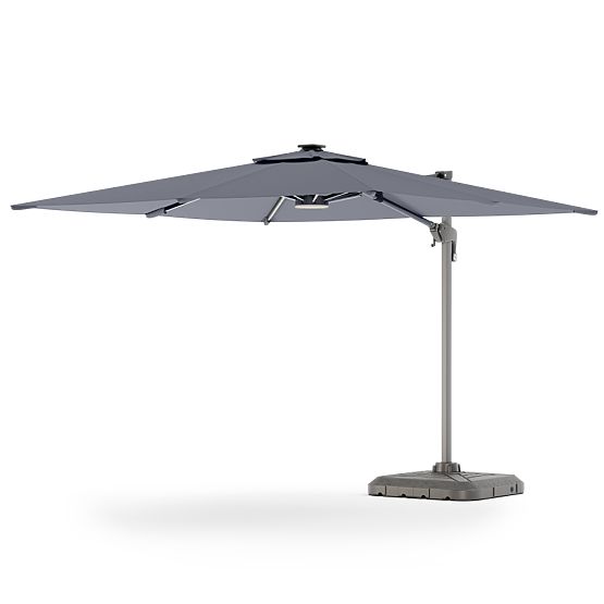 Garden Cantilever Parasol Shade Deluxe 4x3 m with Cover and Solar LED Lighting, Rotatable
