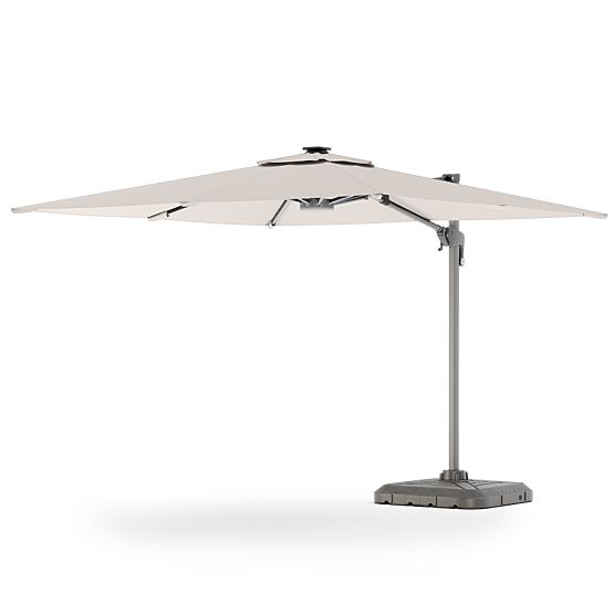 Garden Cantilever Parasol Shade Deluxe 4x3 m with Cover and Solar LED Lighting, Rotatable