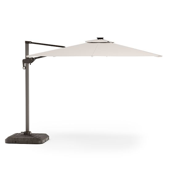 Garden Cantilever Parasol Shade Deluxe 4x3 m with Cover and Solar LED Lighting, Rotatable