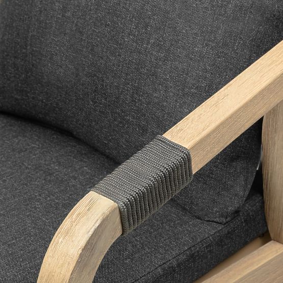 Garden Chair Castello with Weaving, Acacia Wood FSC, Teak Look, Dark Gray