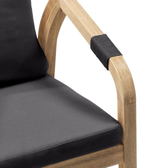 Garden Chair Castello with Weaving, Acacia Wood FSC, Teak Look, Dark Gray