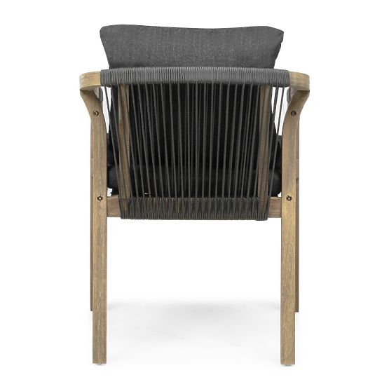 Garden Chair Castello with Weaving, Acacia Wood FSC, Teak Look, Dark Gray
