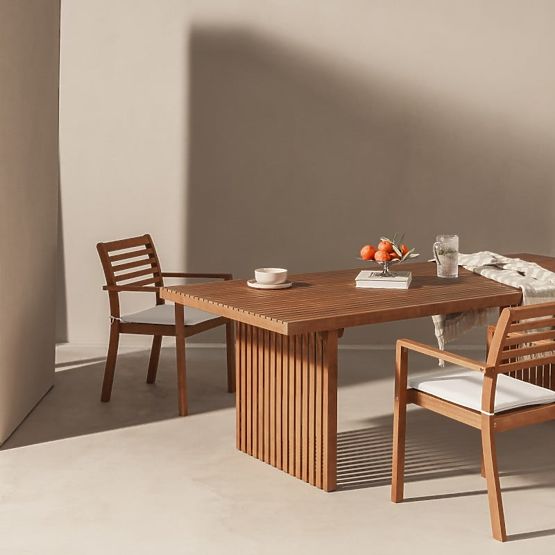 Garden Chair Familis ll Eucalyptus Wood FSC, Teak Finish, Beige