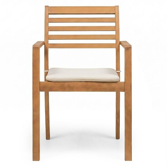 Garden Chair Familis ll Eucalyptus Wood FSC, Teak Finish, Beige