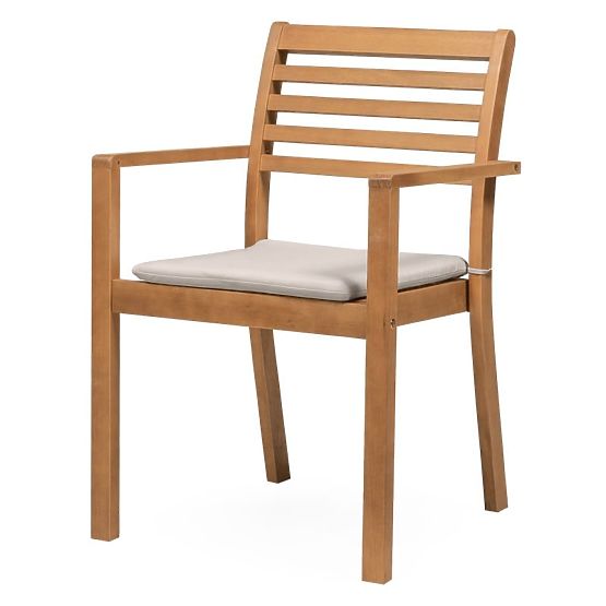 Garden Chair Familis ll Eucalyptus Wood FSC, Teak Finish, Light Grey