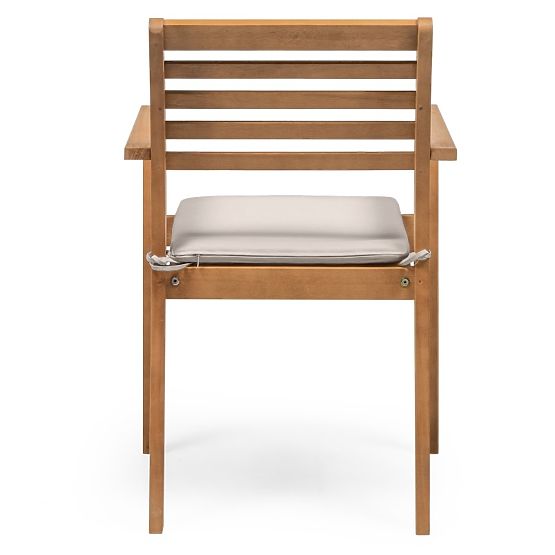 Garden Chair Familis ll Eucalyptus Wood FSC, Teak Finish, Light Grey