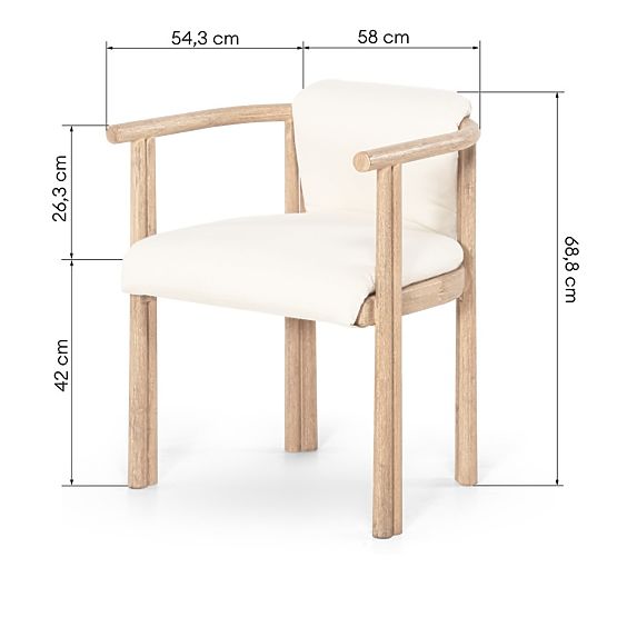 Garden Chair Komorebi Light Acacia Wood/Light Beige, Rounded