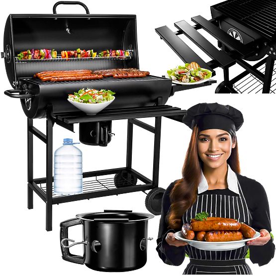 Garden Charcoal Barrel Grill with 2 Grates and Ash Pan