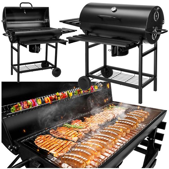 Garden Charcoal Barrel Grill with 2 Grates and Ash Pan