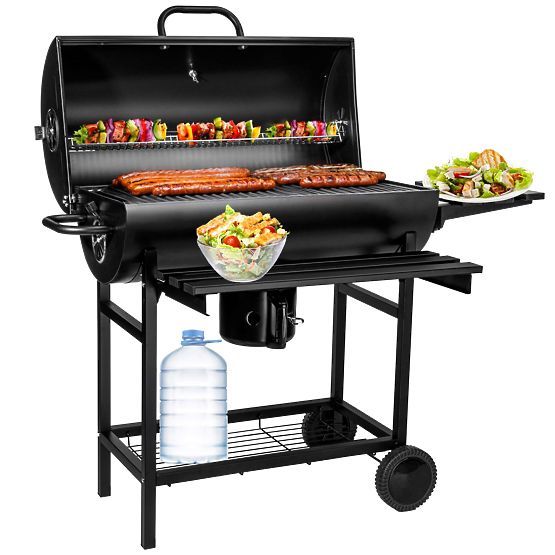 Garden Charcoal Barrel Grill with 2 Grates and Ash Pan