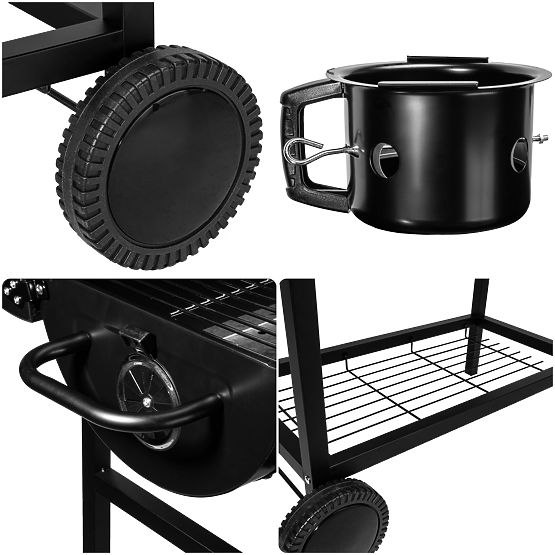 Garden Charcoal Grill 2 Grates Ash Pan BAREL WOOD