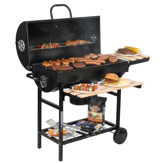 Garden Charcoal Grill 2 Grates Ash Pan BAREL WOOD