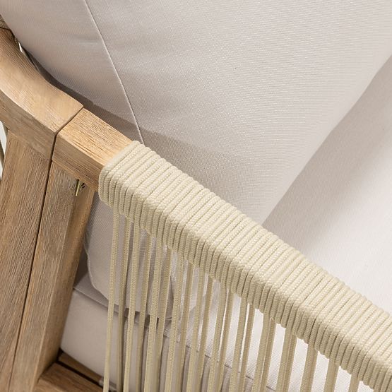 Garden Corner Set with Table Castello, Wicker, Acacia Wood FSC, Teak Look, Beige