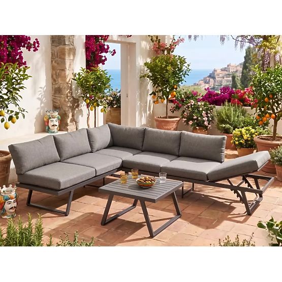 Garden Corner Sofa Set with Table RADIOSO with Adjustable Backrest