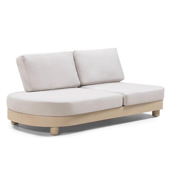 Garden Corner Sofa with 2 Tables Santa Ana, Aluminum, Beige, Marble Decoration, Rounded Shapes