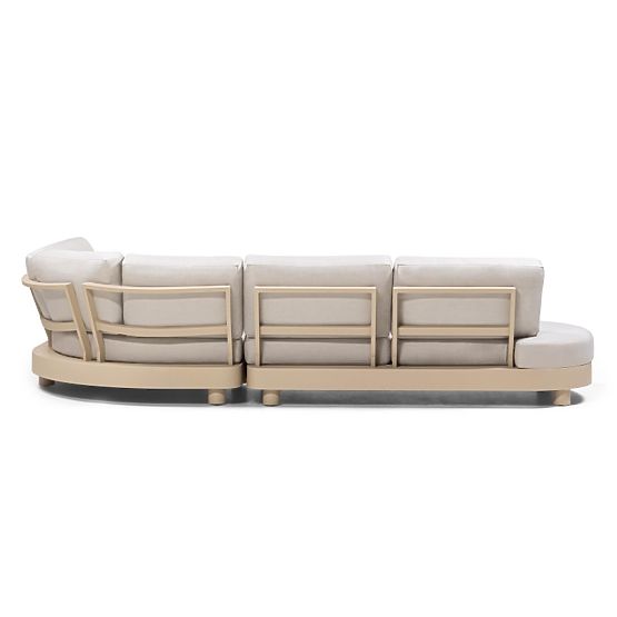 Garden Corner Sofa with 2 Tables Santa Ana, Aluminum, Beige, Marble Decoration, Rounded Shapes