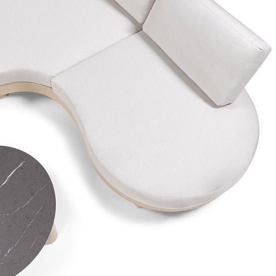 Garden Corner Sofa with 2 Tables Santa Ana, Aluminum, Beige, Marble Decoration, Rounded Shapes