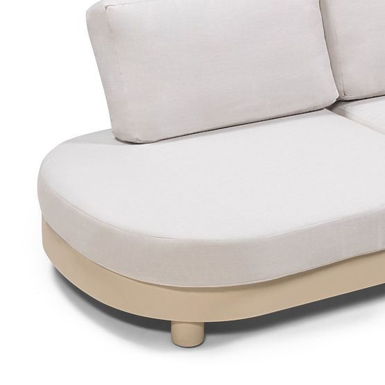 Garden Corner Sofa with 2 Tables Santa Ana, Aluminum, Beige, Marble Decoration, Rounded Shapes