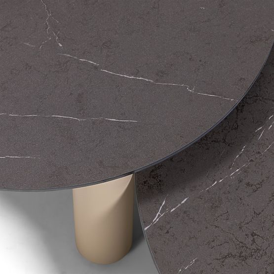 Garden Corner Sofa with 2 Tables Santa Ana, Aluminum, Beige, Marble Decoration, Rounded Shapes