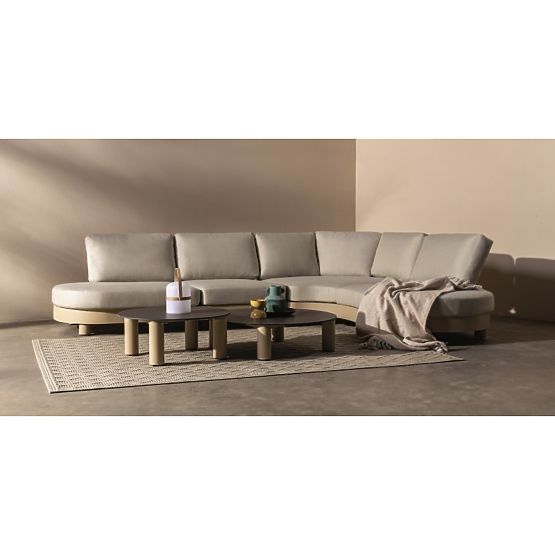 Garden Corner Sofa with 2 Tables Santa Ana, Aluminum, Beige, Marble Decoration, Rounded Shapes