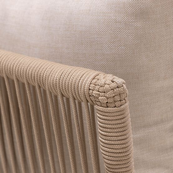 Garden Corner Sofa with Table Borgetto, Wicker, Acacia Wood FSC, Teak Look, Light B