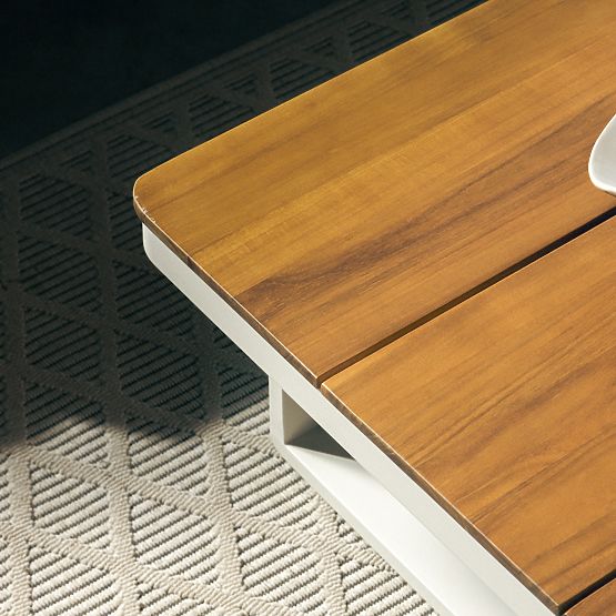 Garden Corner Sofa with Table Porticato, Acacia Wood FSC, Teak Look, Light Beige