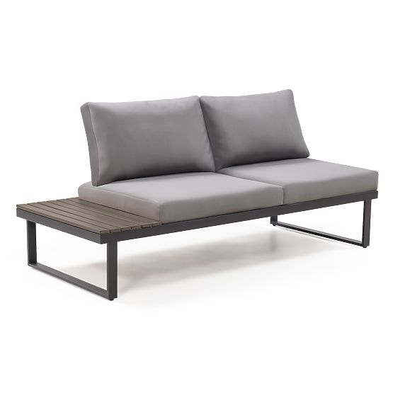 Garden Corner Sofa with Table Valongo, Polywood, Spun-Poly, Light Grey/Anthracite