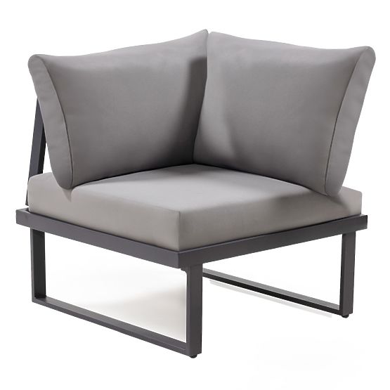 Garden Corner Sofa with Table Valongo, Polywood, Spun-Poly, Light Grey/Anthracite