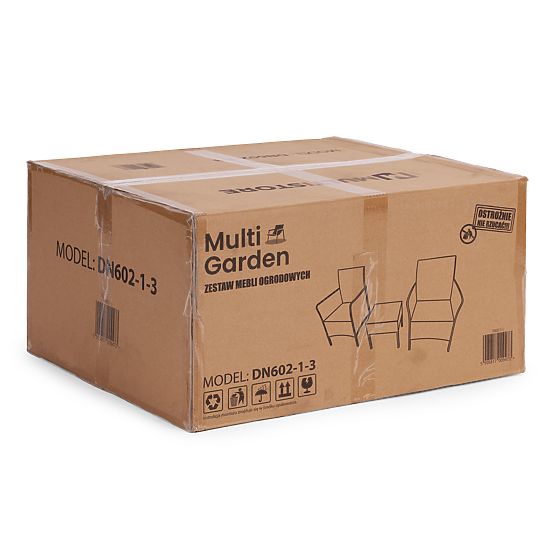 Garden Furniture Set 2 Chairs + Table Tempered Glass Black MultiGarden