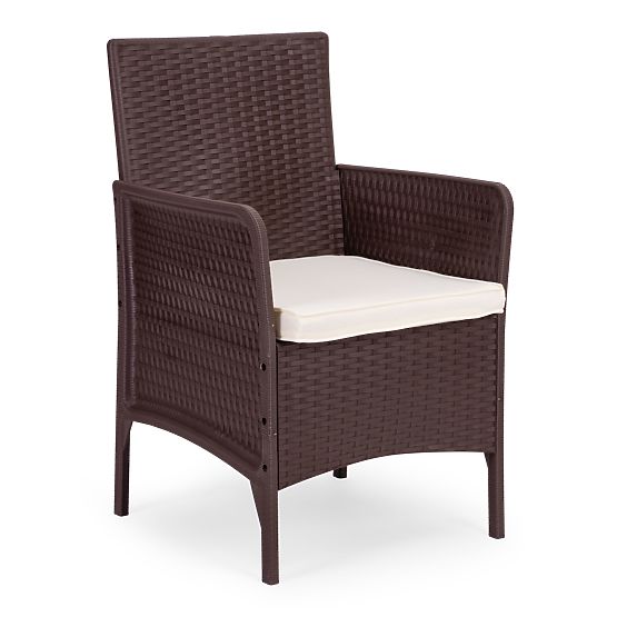 Garden Furniture Set 2 Chairs + Table Tempered Glass Brown MultiGarden