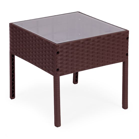 Garden Furniture Set 2 Chairs + Table Tempered Glass Brown MultiGarden