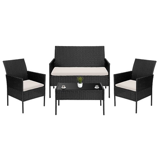 Garden Furniture Set 4-in-1 MAGNOLIA Black with Beige Cushions