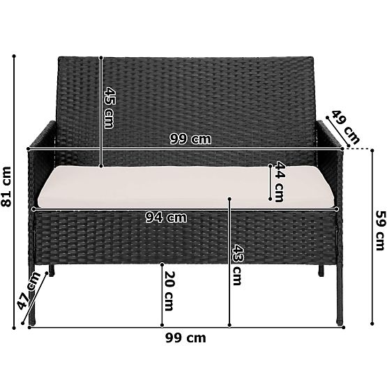 Garden Furniture Set 4-in-1 MAGNOLIA Black with Beige Cushions