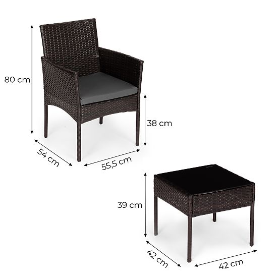 Garden Furniture Set from Technorattan 2 Chairs Table Dark Brown MultiGarden