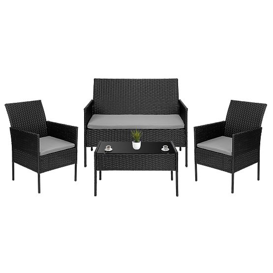 Garden Furniture Set from Technorattan MAGNOLIA Black with Grey Cushions