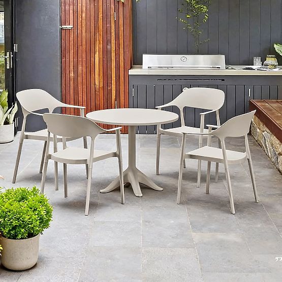 Garden Furniture Set (Round Table + 4 Chairs) VITA Beige