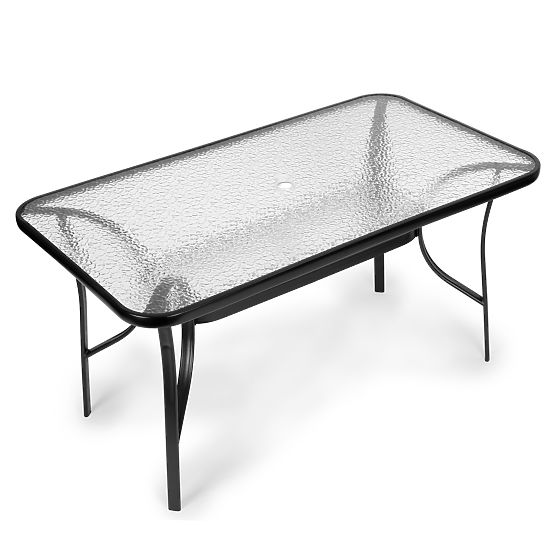 Garden Glass Table Wave 140x80cm Terrace Balcony