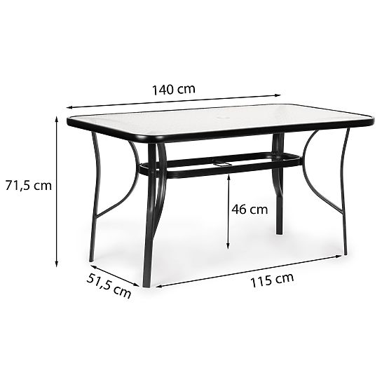 Garden Glass Table Wave 140x80cm Terrace Balcony