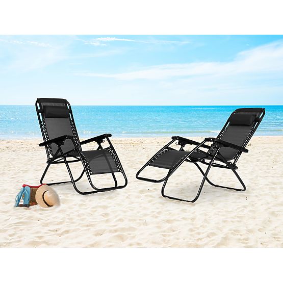Garden Lounger Chair with Adjustable Backrest ZERO GRAVITY ModernHome - Black