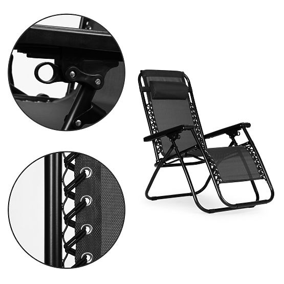 Garden Lounger Chair with Adjustable Backrest ZERO GRAVITY ModernHome - Black