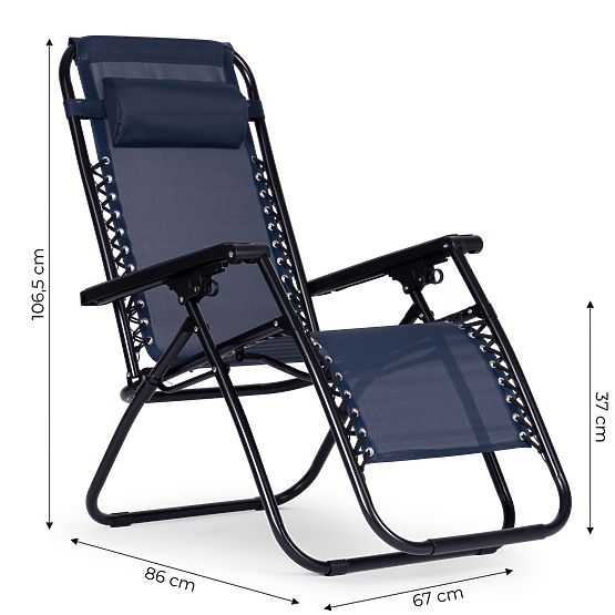 Garden Lounger Chair with Adjustable Backrest ZERO GRAVITY ModernHome - Blue