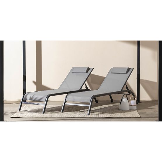 Garden Lounger Sandy Adjustable, Gray/Dark Gray