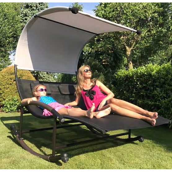 Garden Lounger with Canopy Swing
